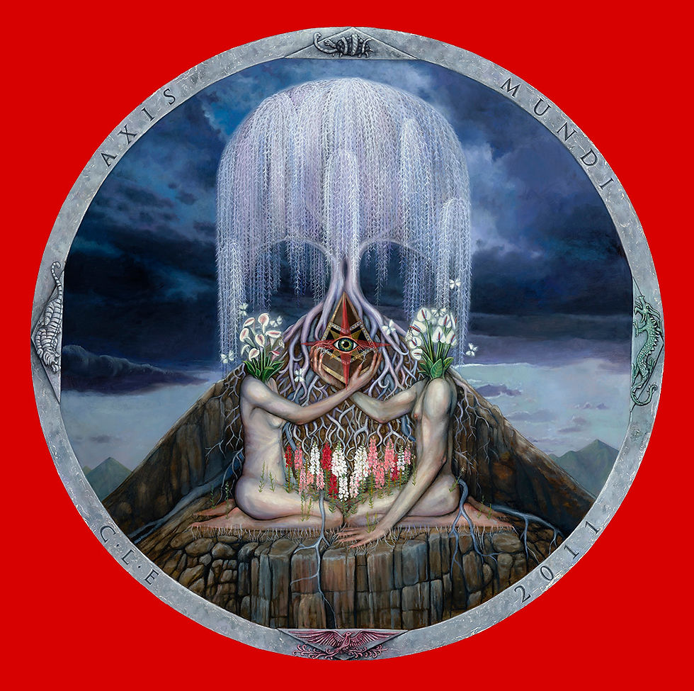 Thumbnail: Axis Mundi 24"x 24" on wood  (Hand signed and embellished)