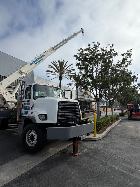 State Crane Services crane truck parked on location at a Southern California job site