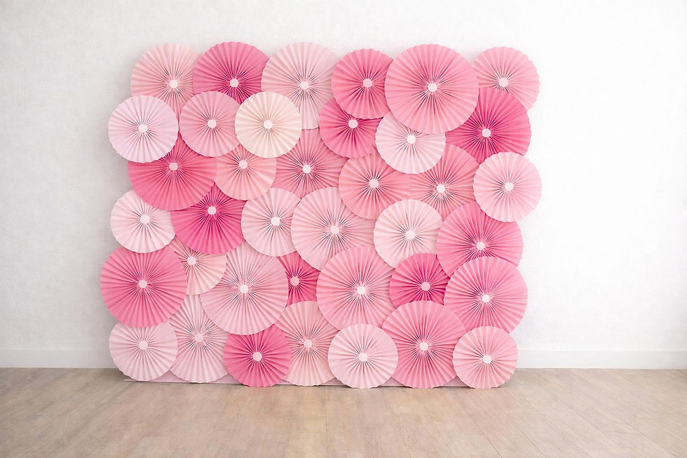 Thumbnail: BABY SHOWER ROSETTE FAN BACKDROP WALL 8'X7'