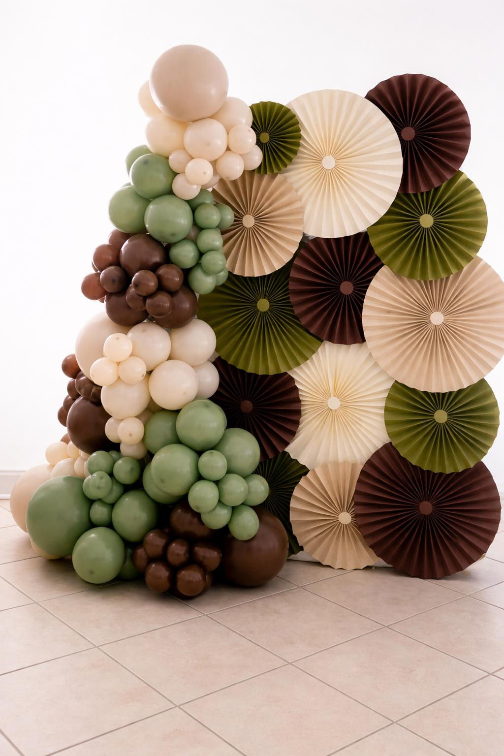 ROSETTE FAN BACKDROP WALL WITH BALLOONS by Yard Greetings on The Grand Strand