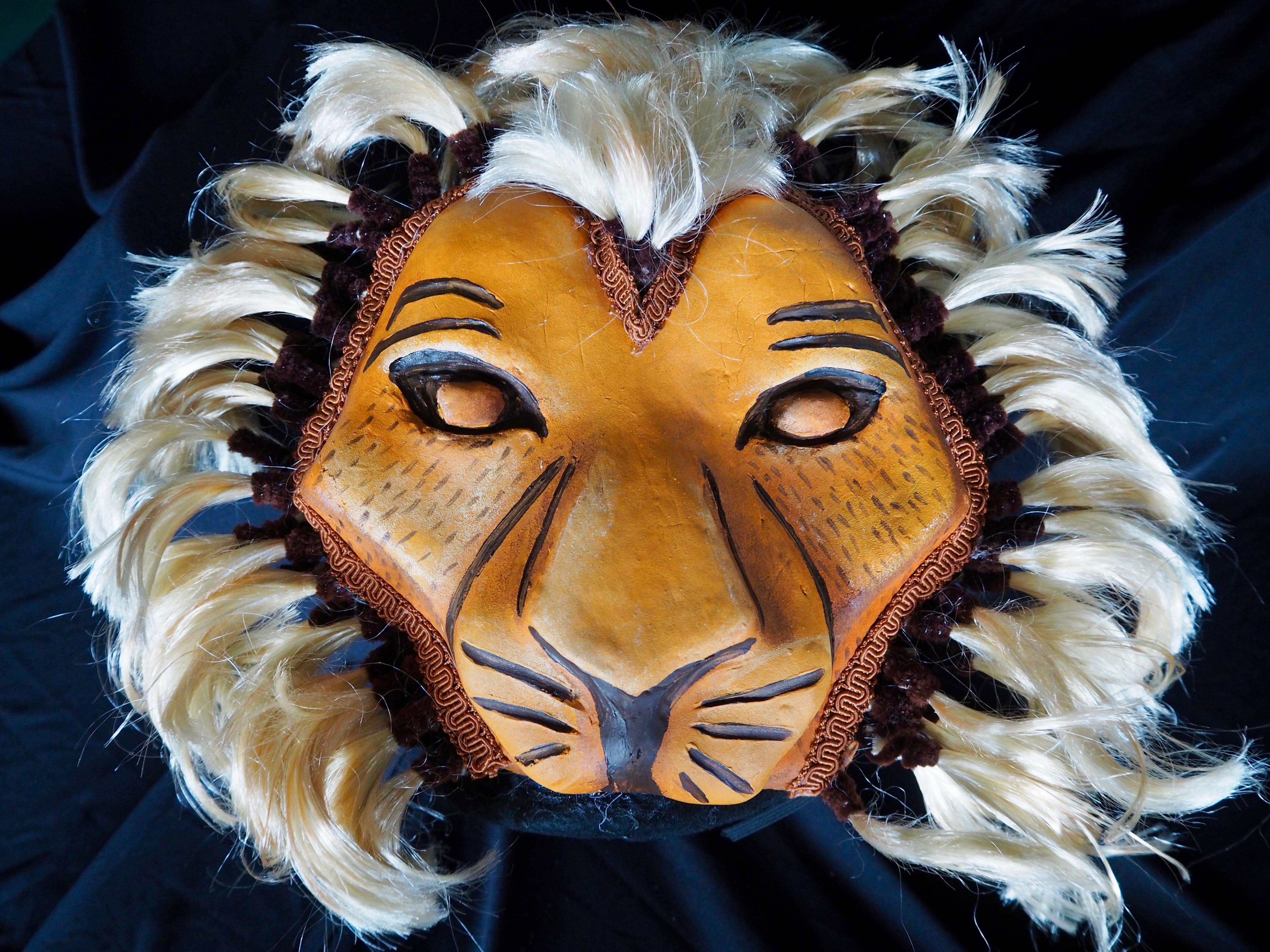 Lion Face Mask Realistic Fur Simba Costume Accessory