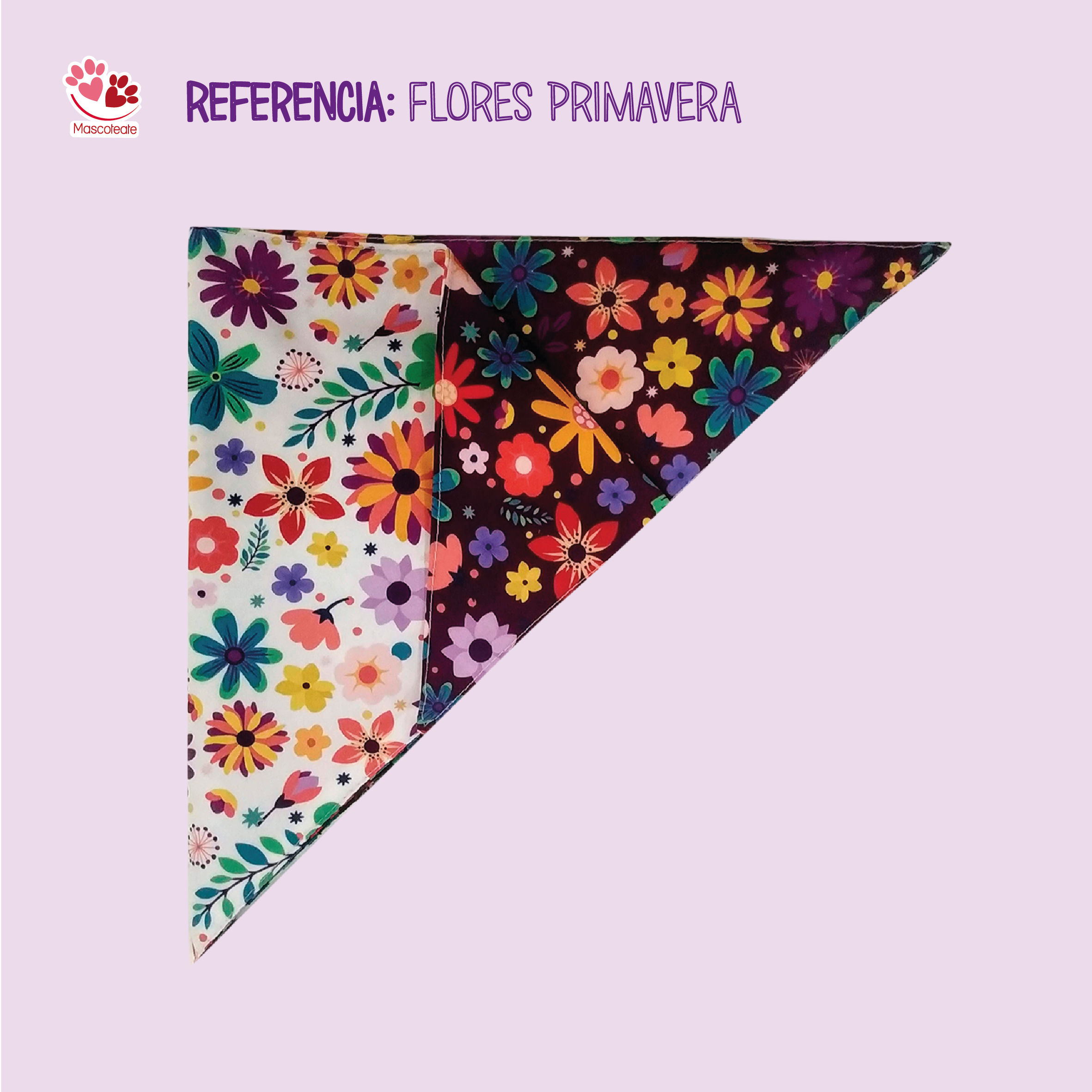 Pañoleta doble faz Flores primavera 🌸