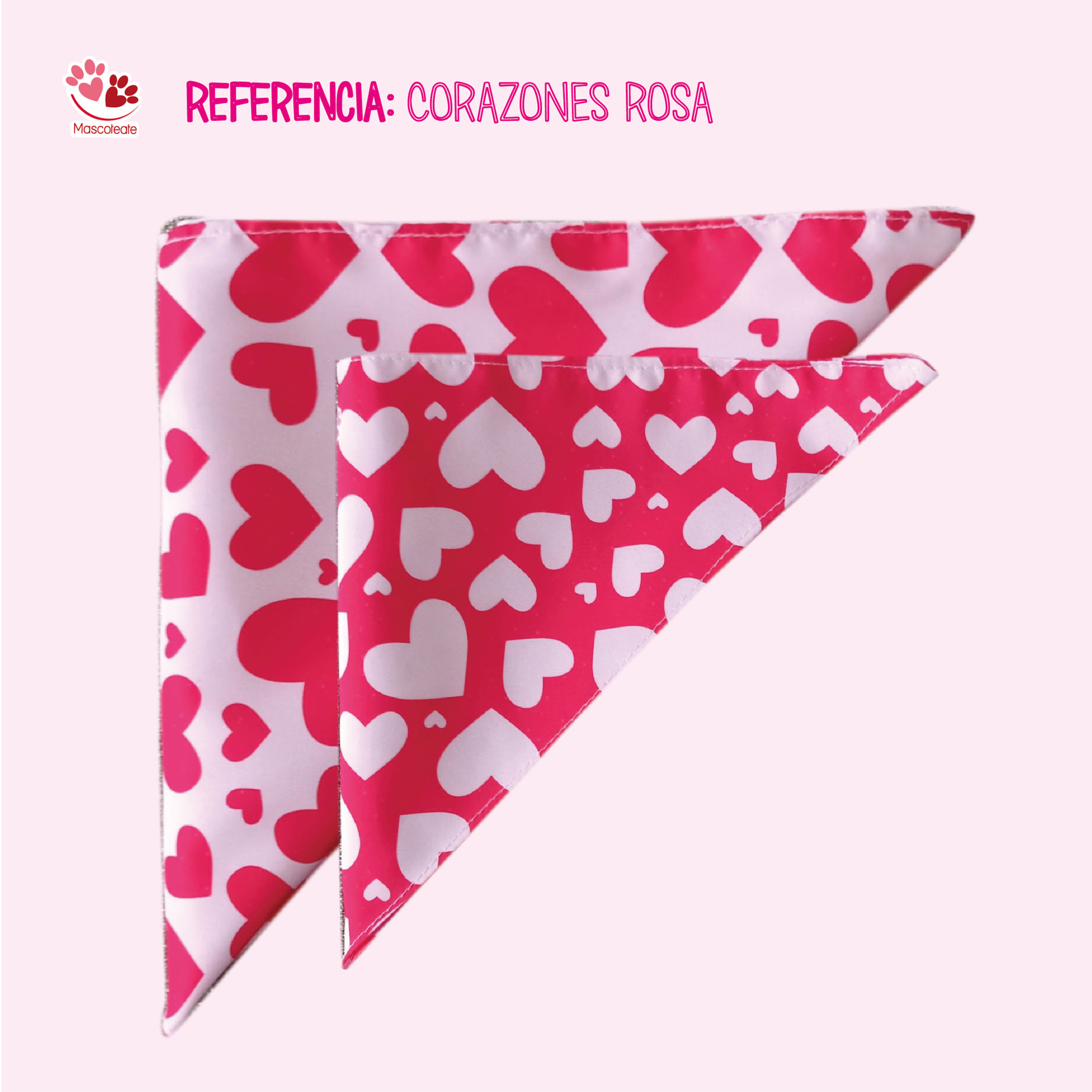 Pañoleta doble faz Corazones rosados 💞