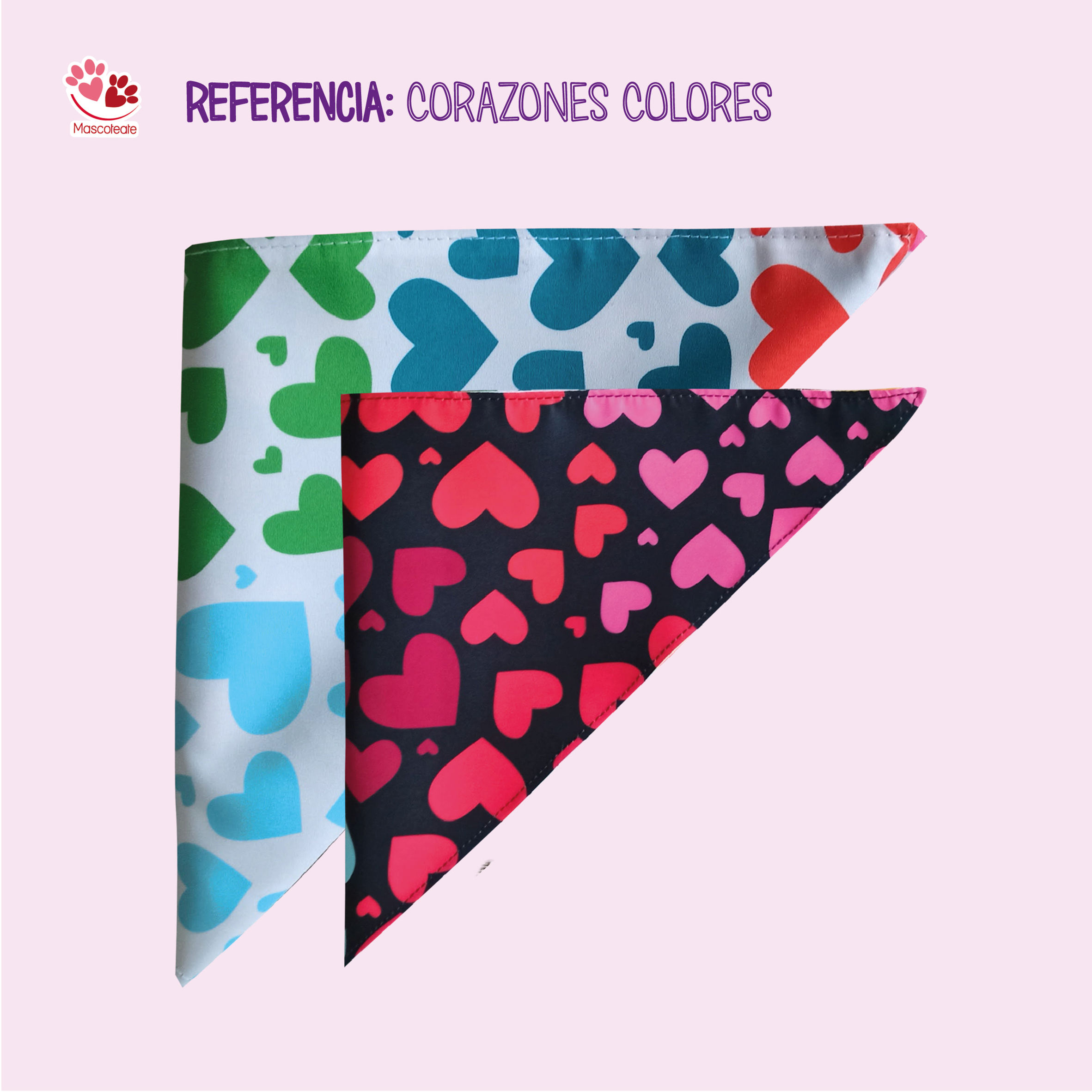 Pañoleta doble faz Corazones de colores ❣️
