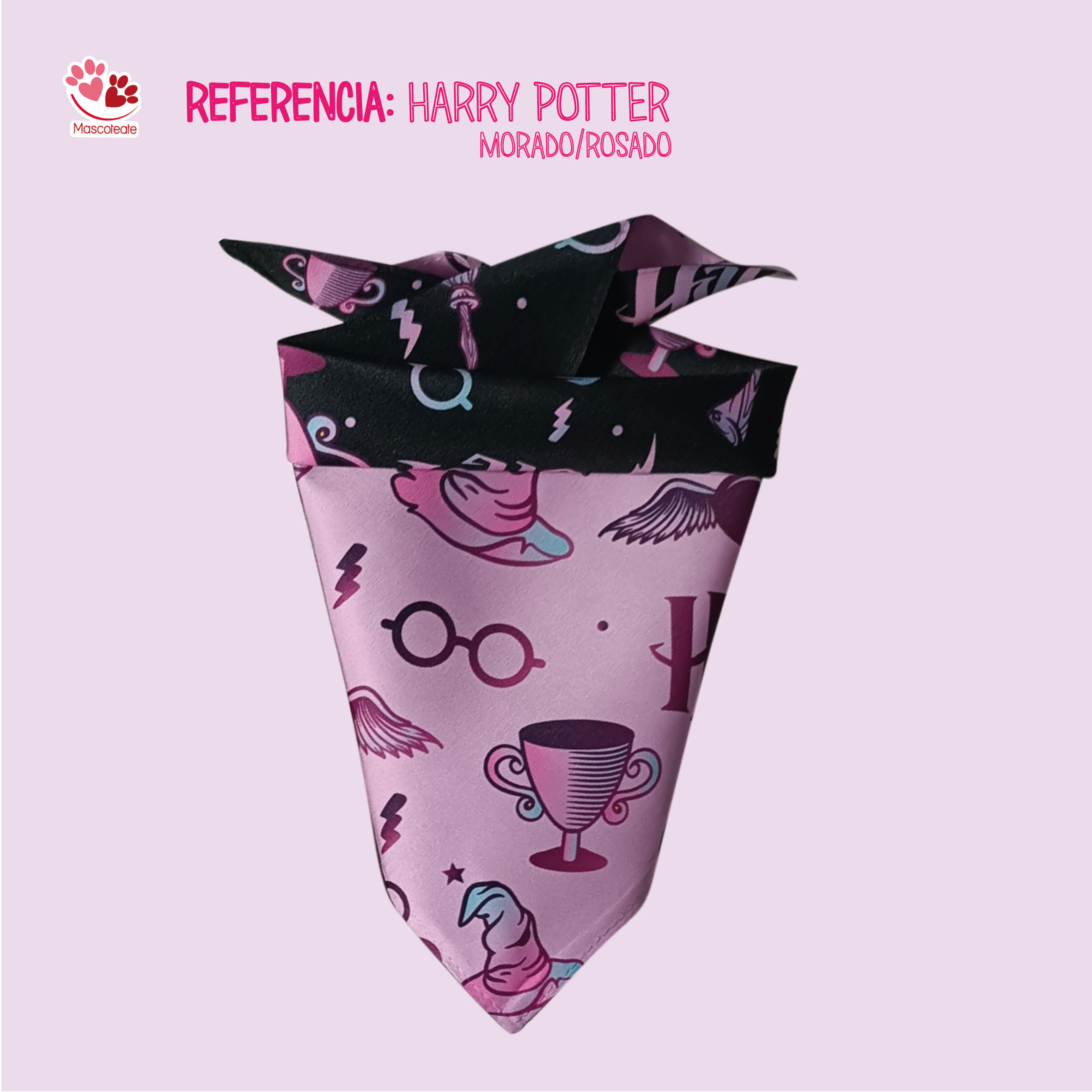 Pañoleta doble faz Harry Potter morado ⚡💜