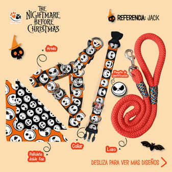 Accesorios para perros y gatos con diseños de el extraño mundo de Jack