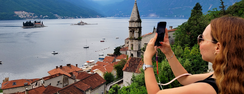 Perast manzarası, Kayaların leydisi(Our Lady of Rock), Çan Kulesi (Bell Tower), Our Lady of Rosary
