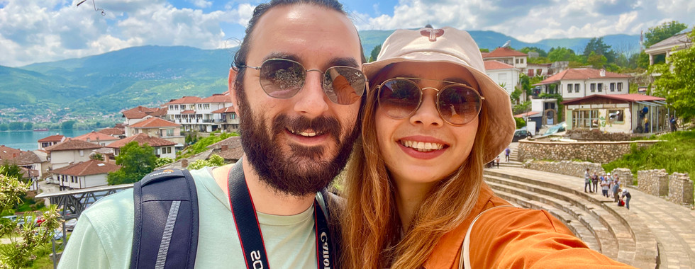 Tarihi Ohrid Evleri, Ohrid, Kuzey Makedonya. Historical Ohrid Houses, Ohrid, North Makedonia.