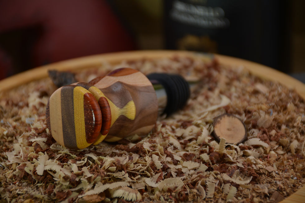 Thumbnail: Wine Bottle Stopper  - Hardwood Laminate - Chrome