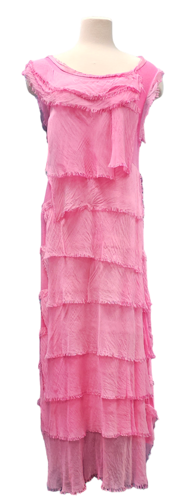Thumbnail: CAP SLEEVE LONG SILK TIERED DRESS