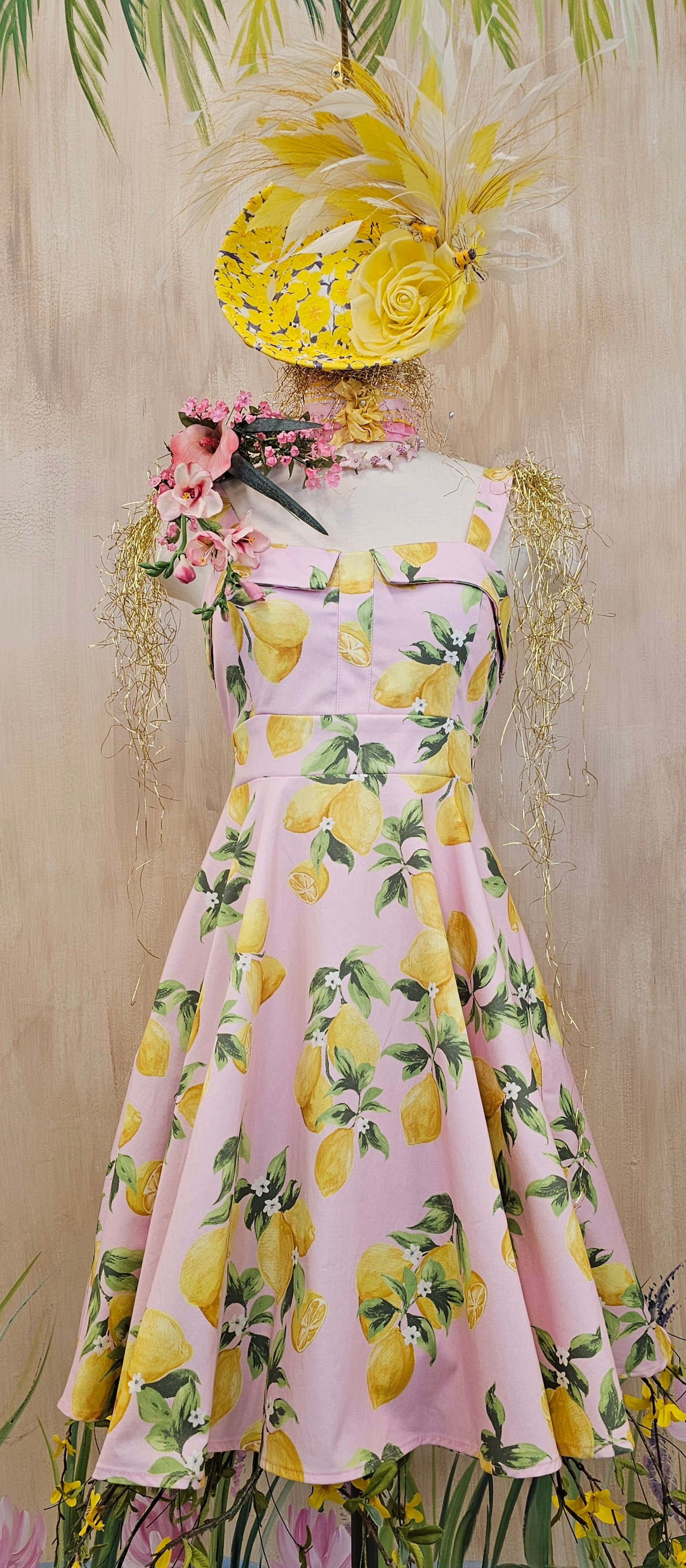 EVA ROSE - Pink with Lemon Print Bra Sundress