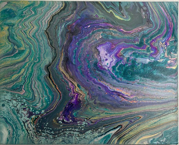 blue, green, teal and purples all spill around each other