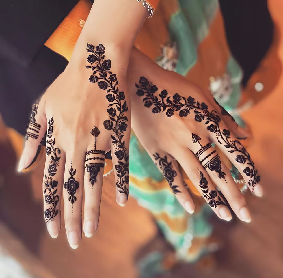 floral mehndi design on both hands