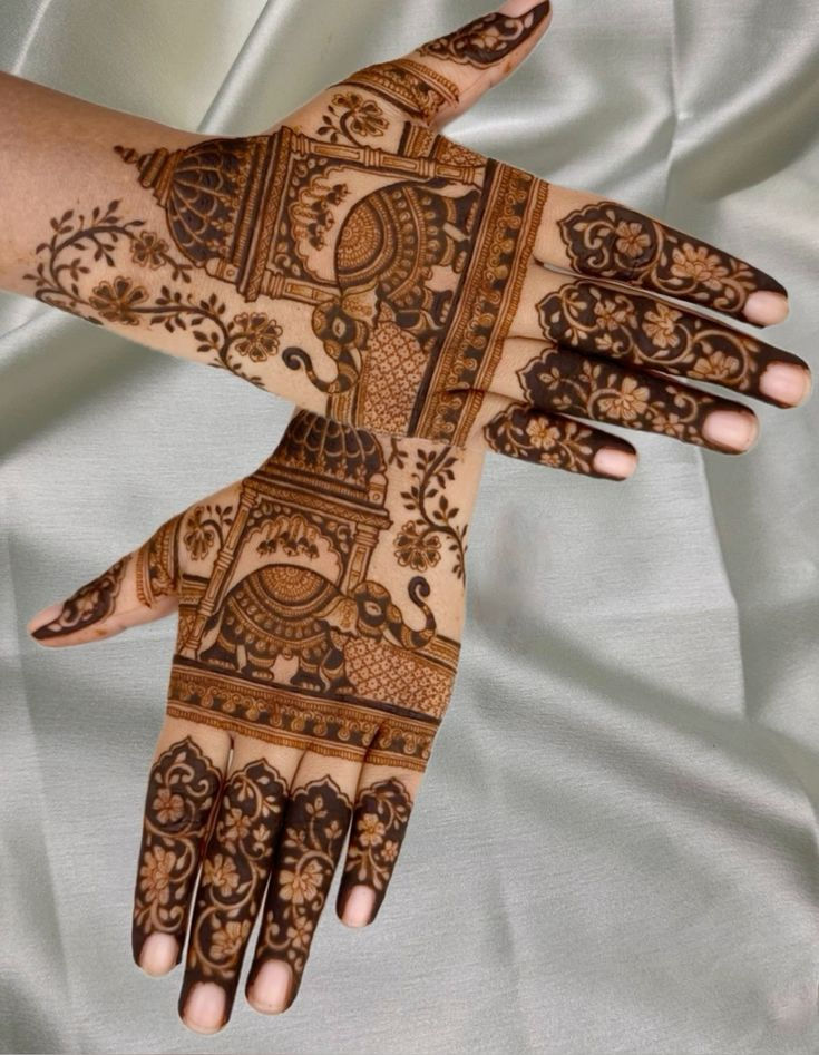 elephants and architect tomb mehndi design