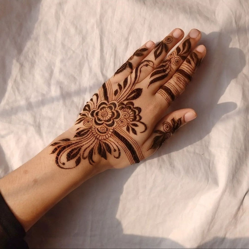 flower mehndi design neat and shading on left hand