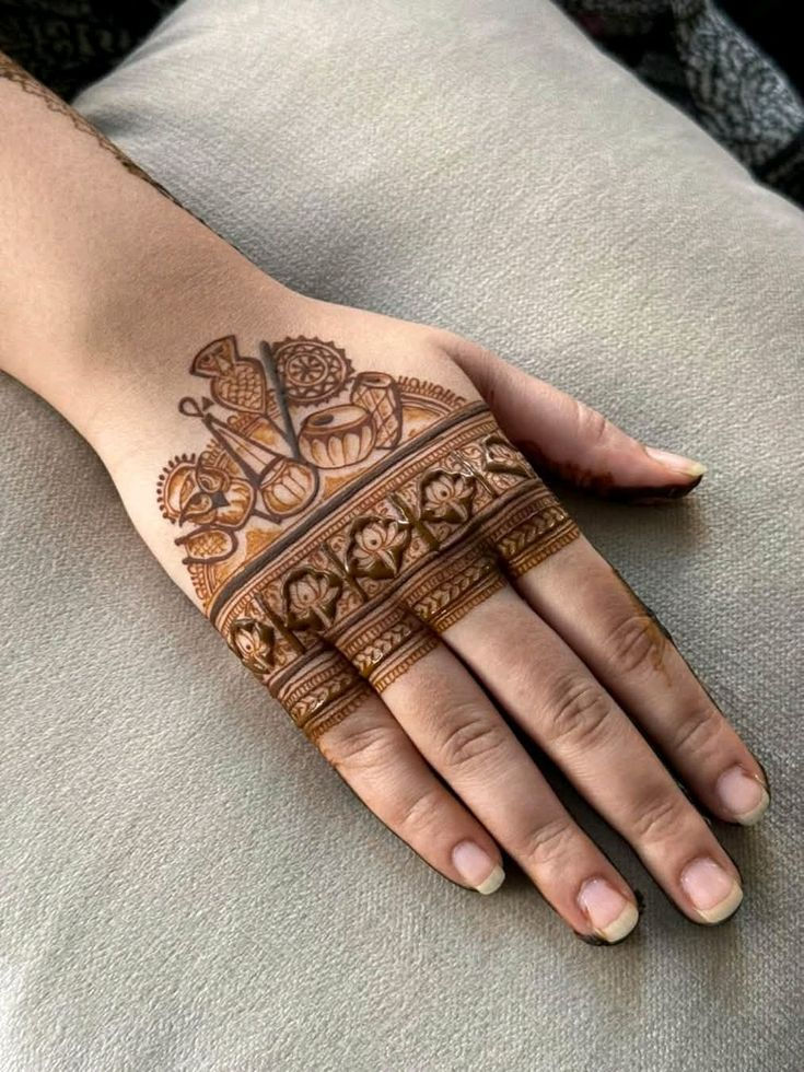traditional mehndi design with instruments
