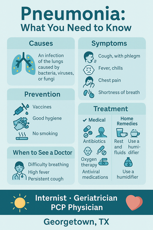 🫁 Pneumonia: What You Need to Know – Internist geriatrician PCP physician Georgetown TX