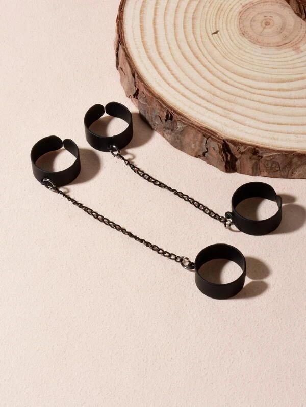 Miniatura: 2 piezas Anillo minimalista con cadena
