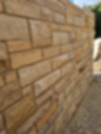 Thumbnail: Buff Random Coursed Sawn On Bed Sandstone Walling
