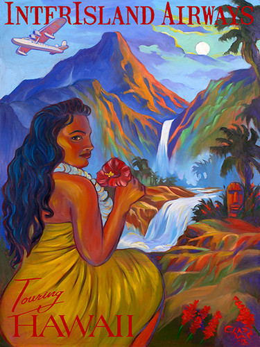 Hawaiian InterIsland Touring Retro Tiki Art PosterAs I Remember