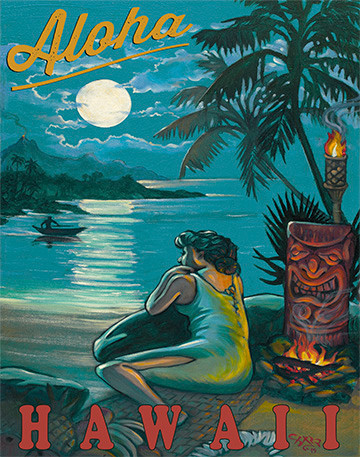 Wahine Waiting Retro Tiki Art PosterAs I Remember | ricksharpart