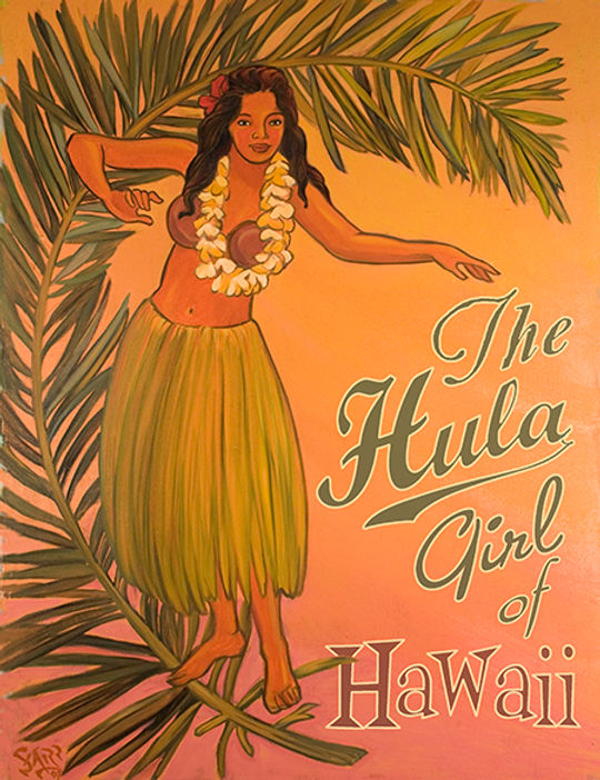 The Hula Girl Vintage Hawaiian Art PrintAs I Remember