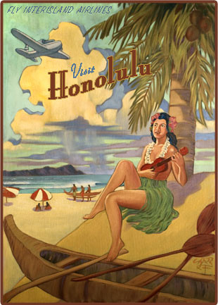 Honolulu Hawaii Vintage Travel Poster ArtAs I Remember