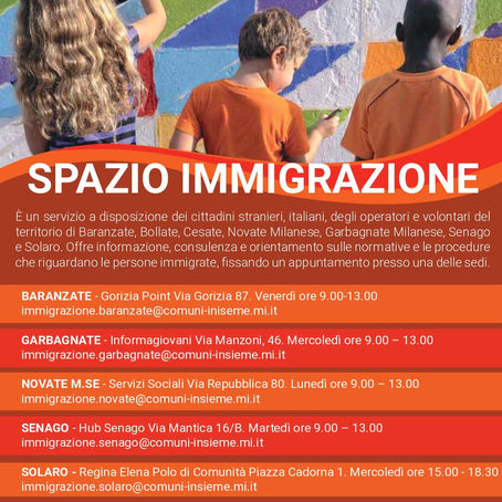 Spazio immigrazione: Uno sportello all'hub di Senago.