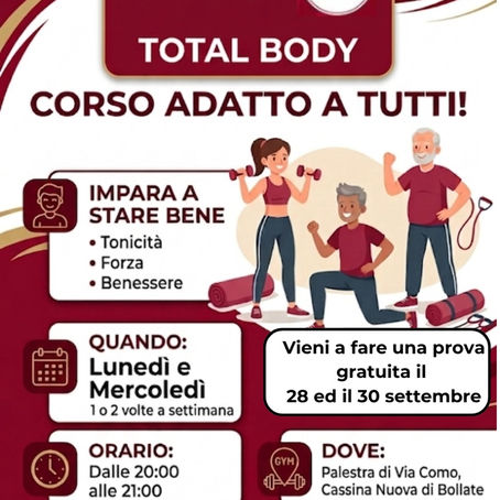 TOTAL BODY A CASSINA NUOVA: CORSO ADATTO A TUTTI!