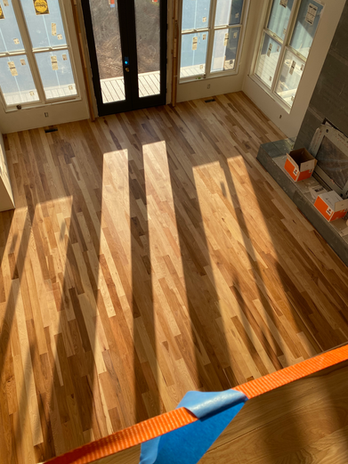 Refinishing traditional Hickory hardwood near Lake James, N.C.
Living Room