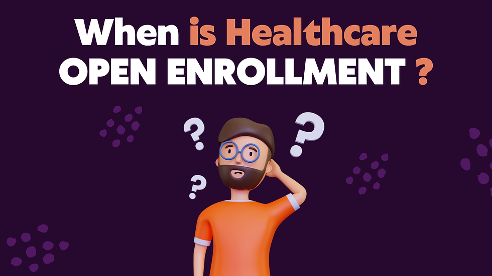 When is open enrollment? (text above a confused male individual)