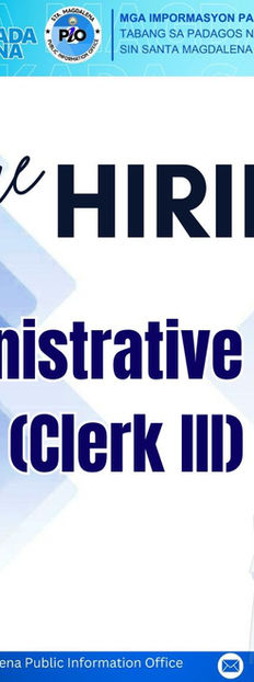 𝗪𝗘 𝗔𝗥𝗘 𝗛𝗜𝗥𝗜𝗡𝗚! 📣1 Administrative Aide VI (Clerk III)