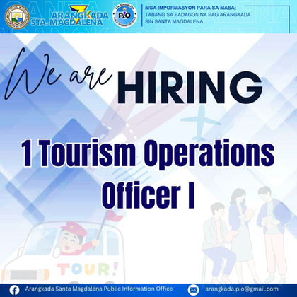 𝗪𝗘 𝗔𝗥𝗘 𝗛𝗜𝗥𝗜𝗡𝗚! 📣1 Tourism Operations Officer I