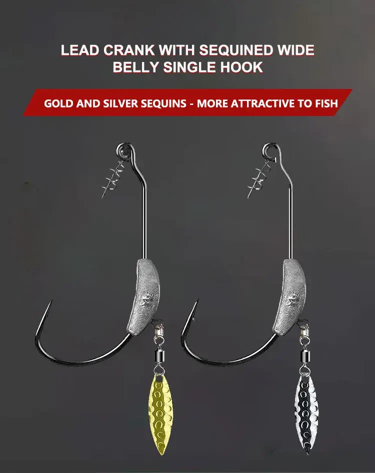 Thumbnail: Weighted Worm Hook with Willow Spinner - 12 Hooks