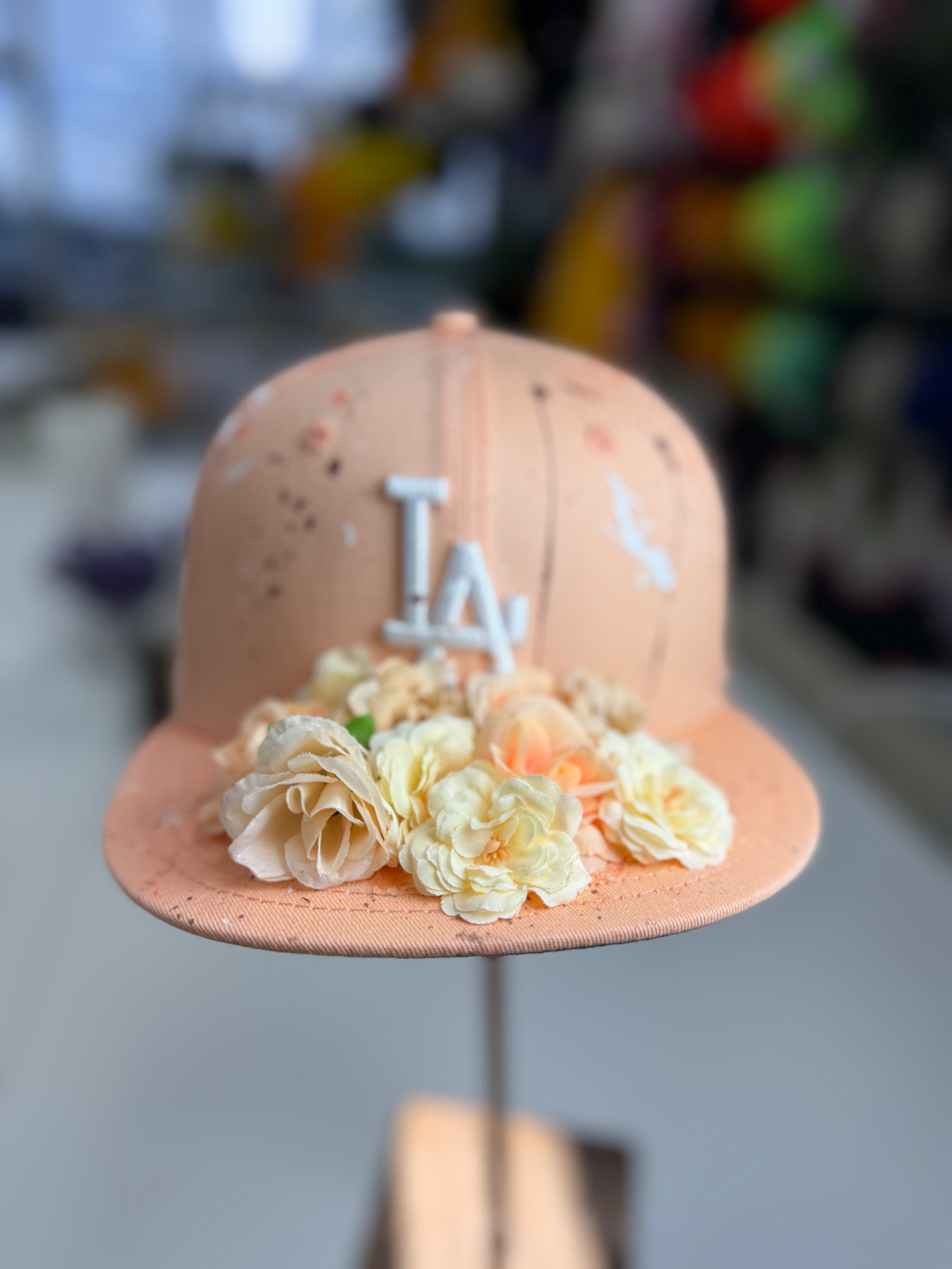 LA- Floral Hat- Peach