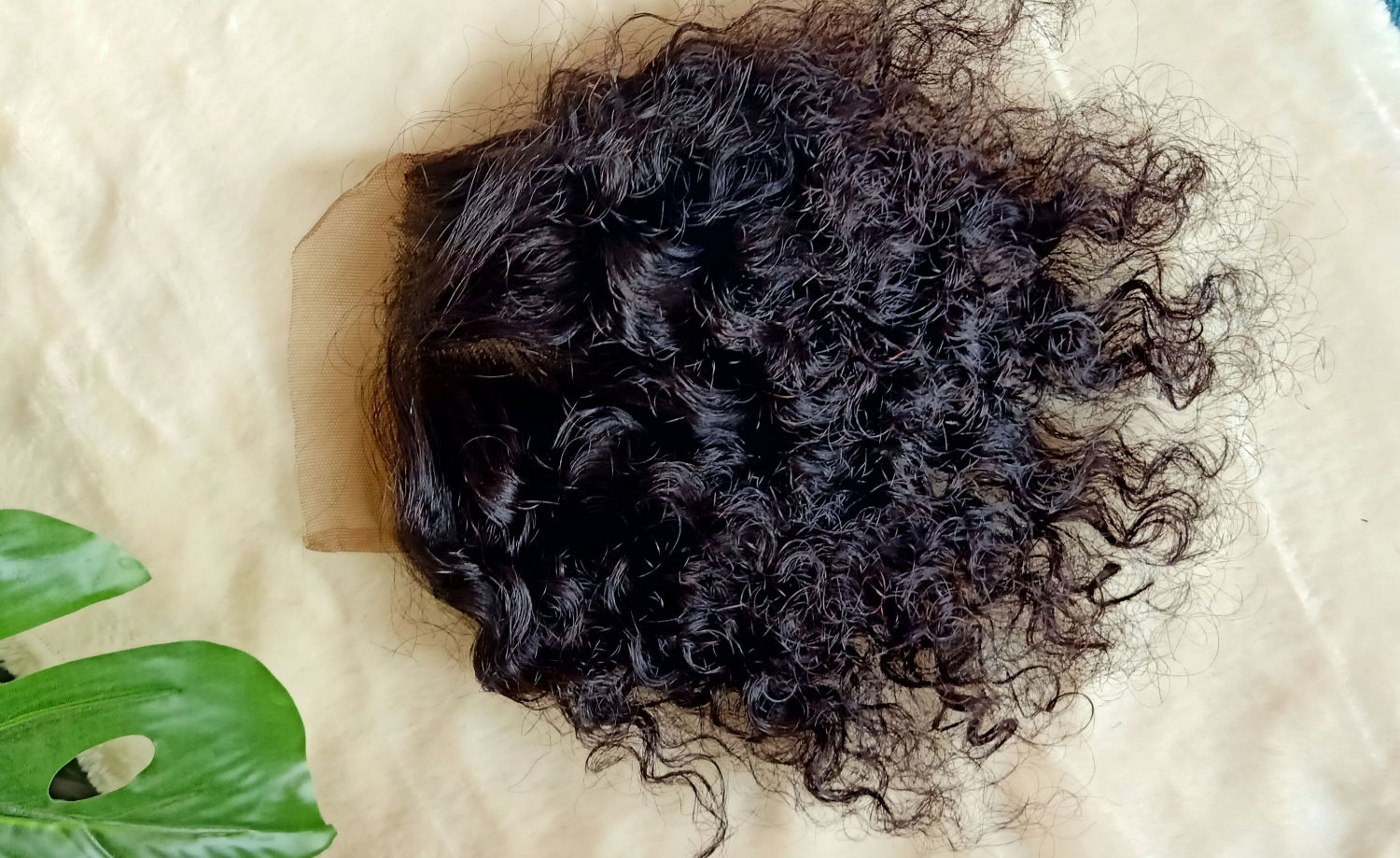 #8" Korean handmade lace closure grade 10A kinky curly human hair