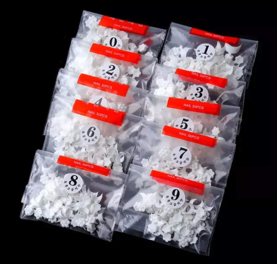 500 Pcs French Short Style Acrylic False Nail Art Tips Unique Crescent Extension