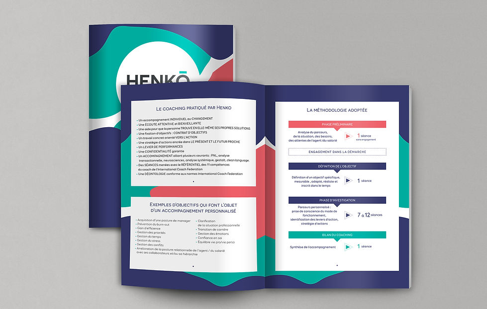 Henko coaching, édition, graphisme, communication, design by la Fabrique Rouge, Angers, Maine et Loire