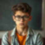 young boy looking serious