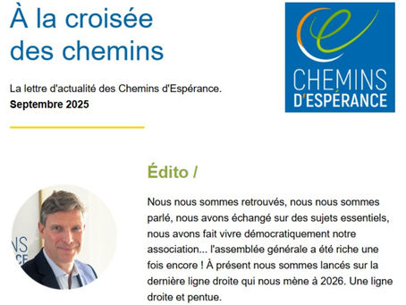 Newsletter septembre 25 de Chemins d'Espérance