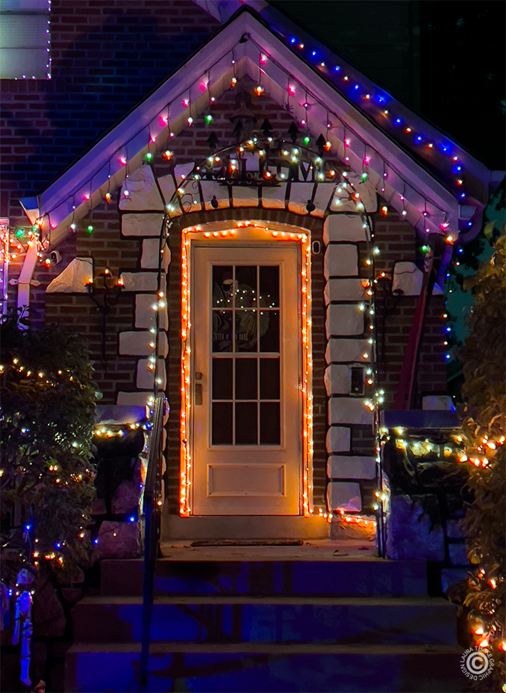The front door is cute and welcoming.