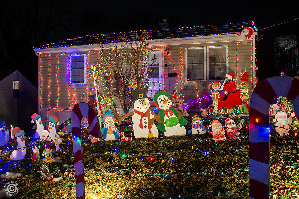 Snowmen and rubber duckies cover the front yard.