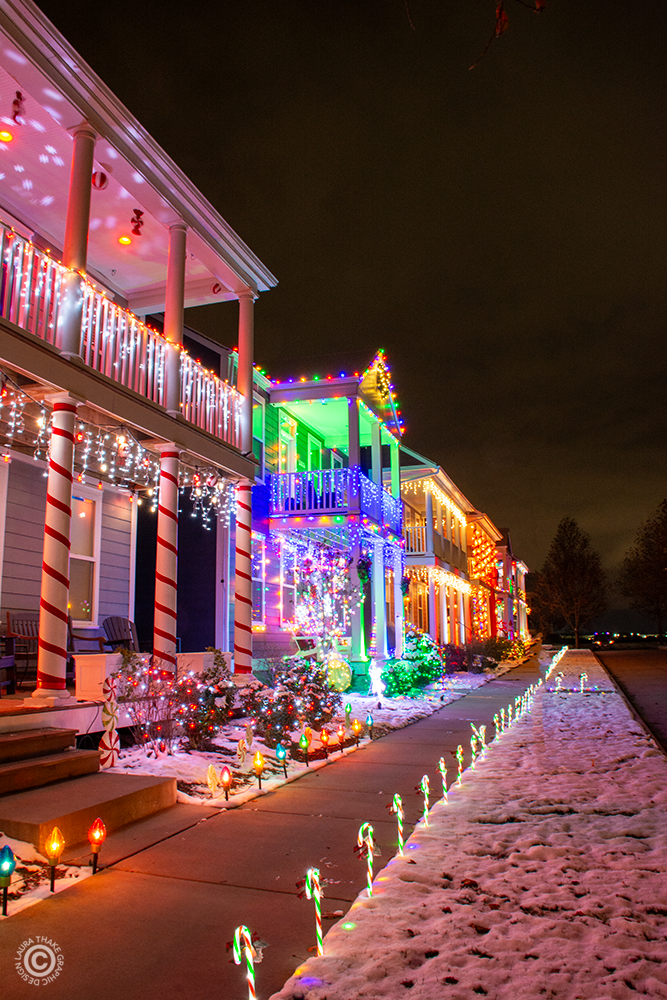 Take a walk through the candy cane walkway past all 6 houses.