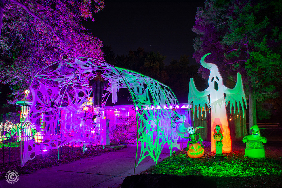 The spider web tunnel with Nightmare before Christmas characters.