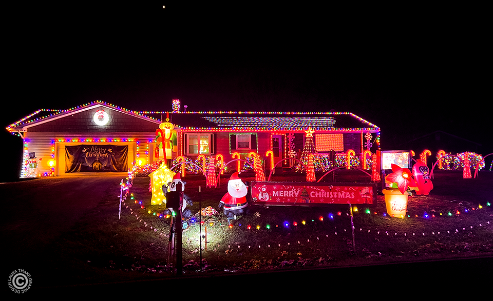A Christmas light show in Washington Mo at this home on Cedar Lane.