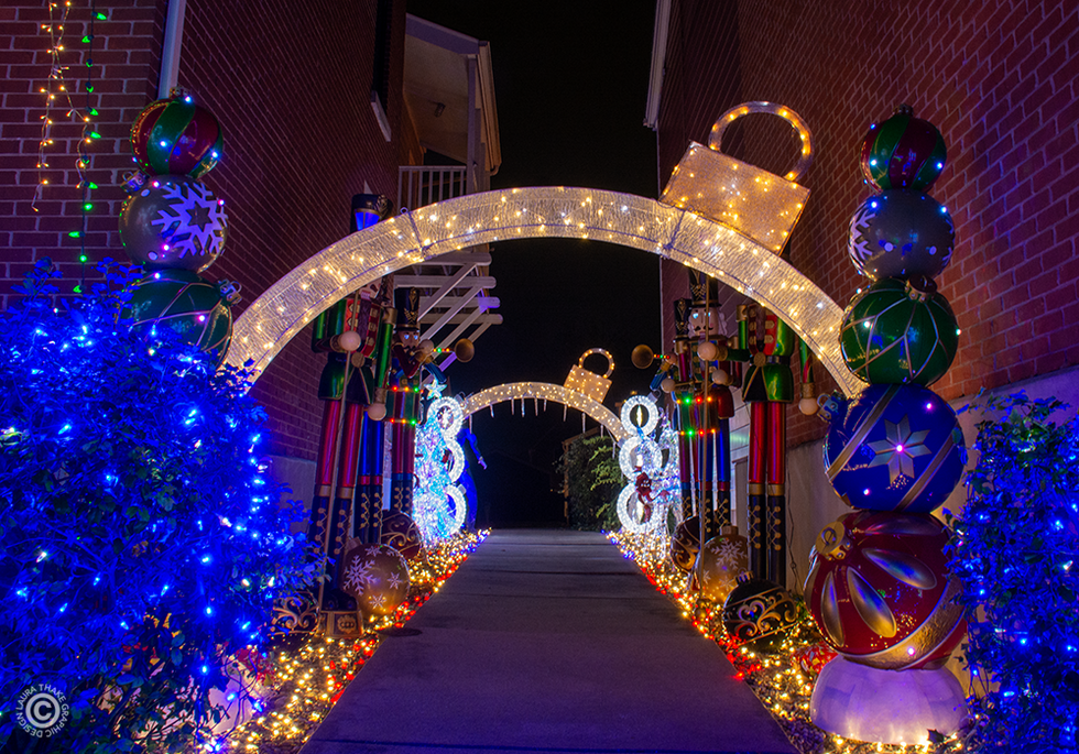 The ornament tunnel through the Nutcrackers leading you to Mr. Freeze.