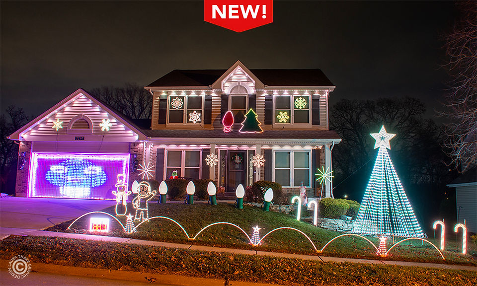 Christmas lights set to music with a beautiful array of colors.