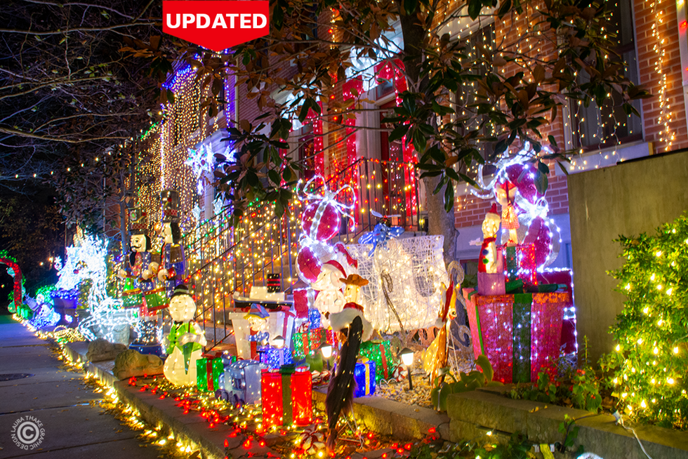 Christmas lights in New Town St. Charles.