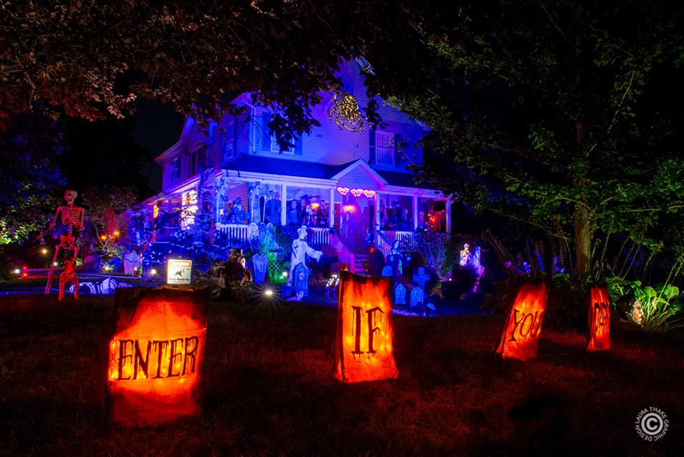 Enter If You Dare at this house decorated for Halloween in Webster Groves.