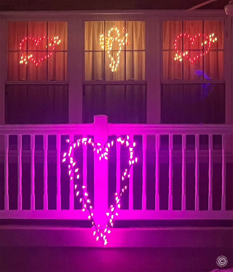 Hearts and cupid for Valentine's Day in lights!